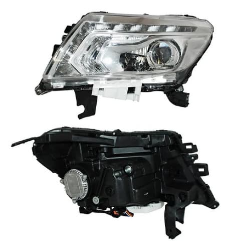 Faro Nissan Pu Np300/ Frontier 2016-2020 Fondo Cromado Leds Izquierdo