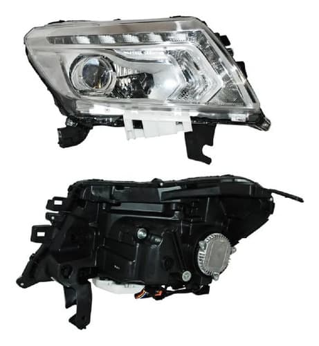 Faro Nissan Pu Np300/ Frontier 2016-2020 Fondo Cromado Leds Derecho