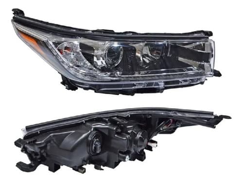 Faro Toyota Highlander 2017-2019 Filo Cromado Con Luz De Dia Derecho