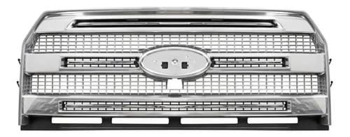 Parrilla Ford Lobo 2015-2017 Cromada/Plata 3 Lineas Con Hoyo Para Camara