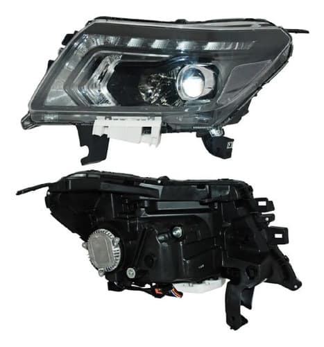 Faro Nissan Pu Np300/ Frontier 2016-2020 Fondo Negro Leds Izquierdo