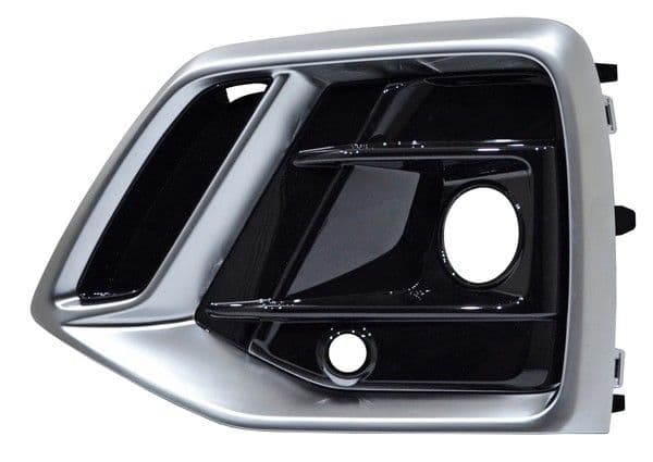 Rejilla Audi Q5 2021-2024 Para Faro Niebla Con Hoyo Para Sensor Con Moldura Satin Lisa Izquierda