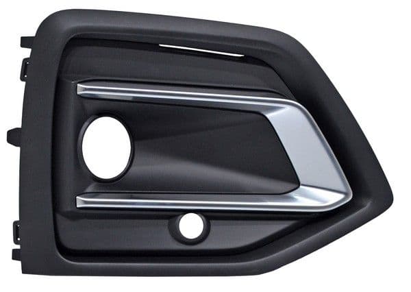 Rejilla Audi Q5 2021-2024 Para Faro Niebla Con Hoyo Para Sensor Con Moldura Central Satin Negra Derecha