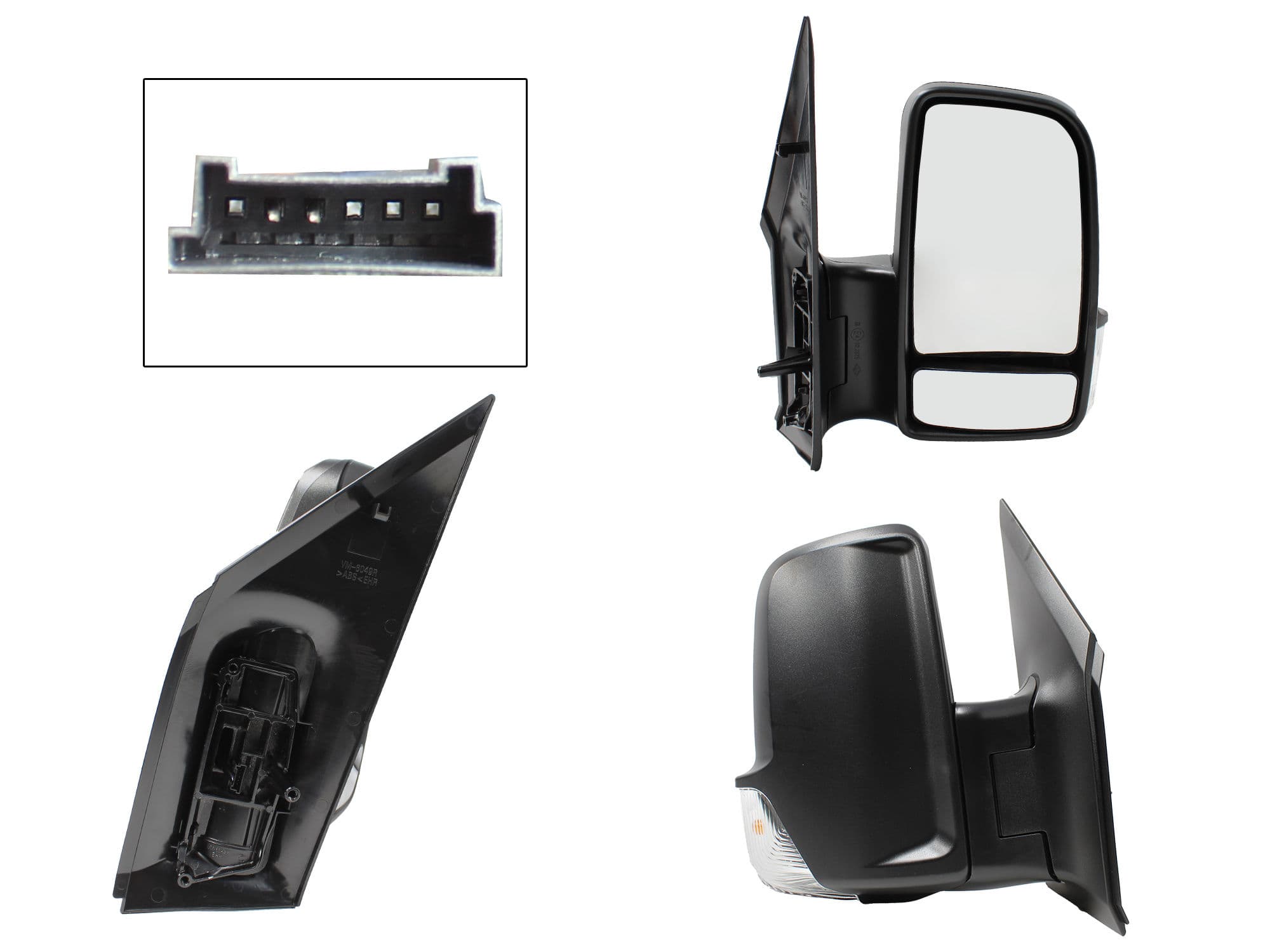 Espejo Derecho Mercedes BENZ Sprinter 2008-2019 Con Luz Direccional Manual Sin Control Negro Poroso