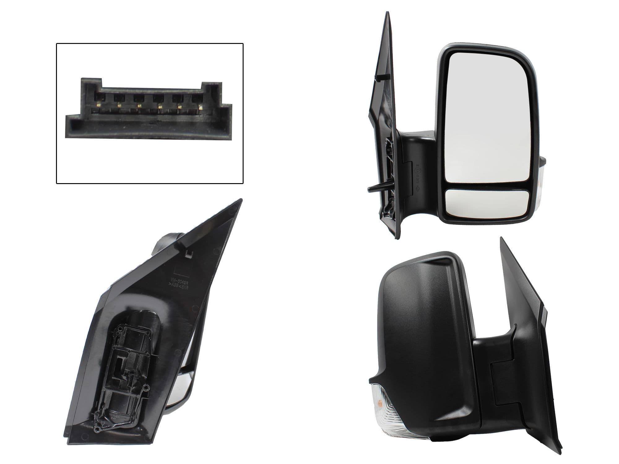 Espejo Derecho Mercedes BENZ Sprinter 2008-2019 6 Pines Con Luz Direccional Eléctrico Negro Poroso