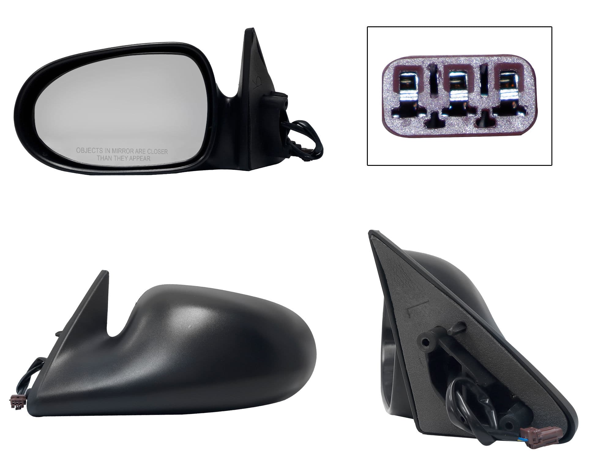 Espejo Izquierdo Nissan Sentra B-14 1996-2000 3 Pines Eléctrico Negro Poroso