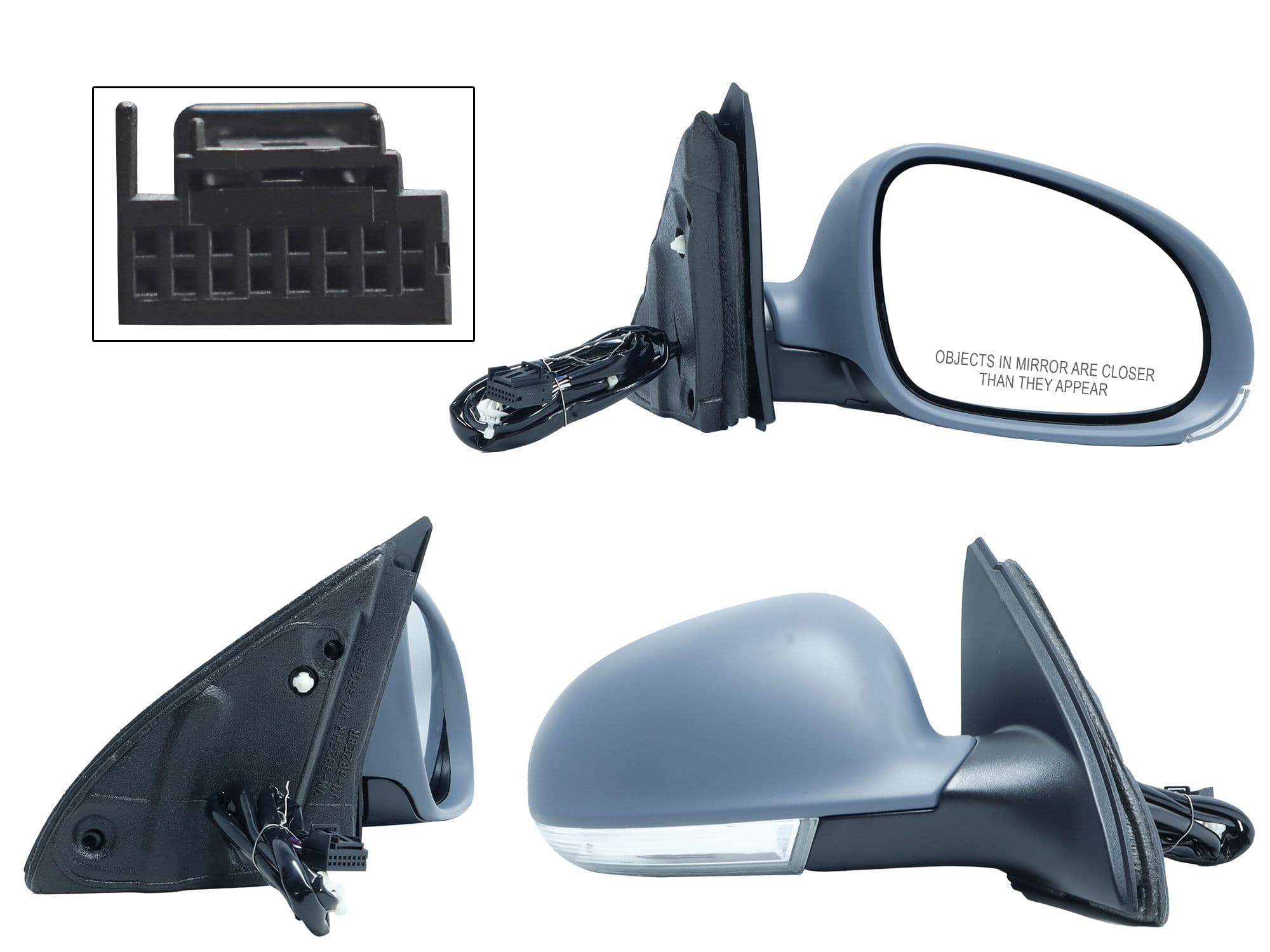 Espejo Derecho Volkswagen BORA 2006-2010 6 Pines Con Luz Direccional Con Desempañante Eléctrico Para Pintar