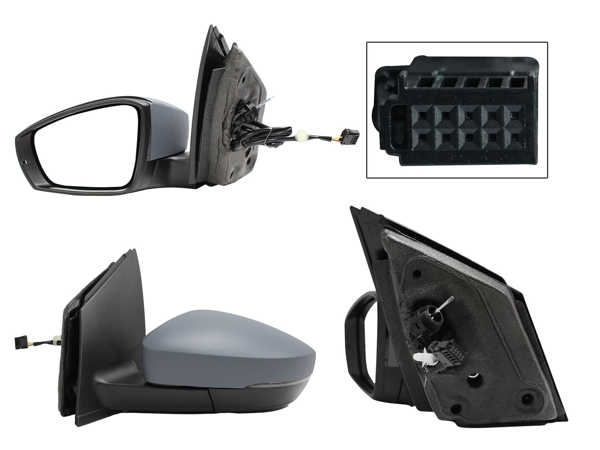 Espejo Izquierdo Volkswagen POLO 2013-2014 2 Pines Con Luz Direccional Manual Con Control Para Pintar