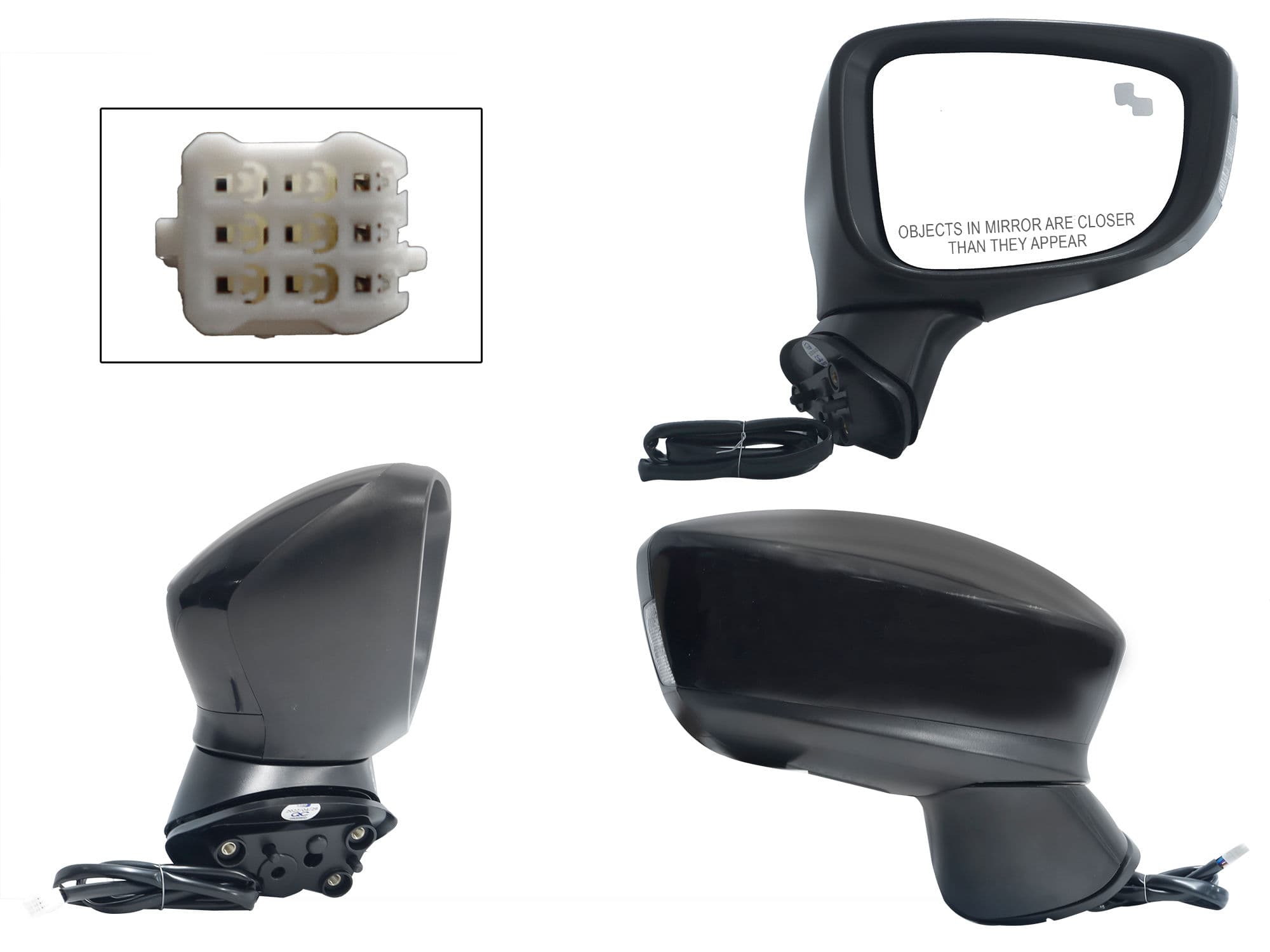 Espejo Derecho Mazda Mazda 3 2014-2018 7 Pines Con Luz Direccional Con Desempañante Eléctrico Para Pintar