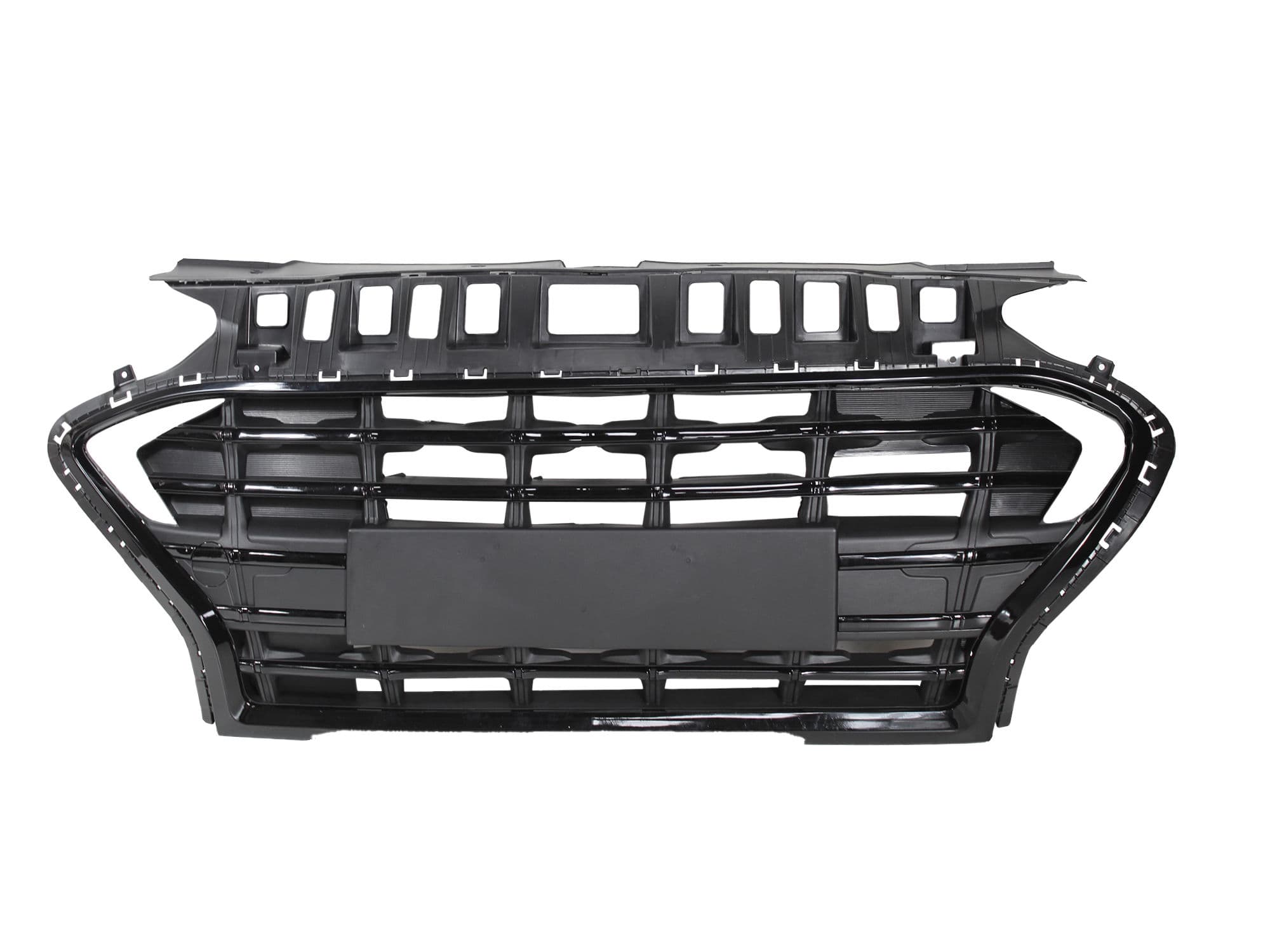 Rejilla Central Hyundai Grand I-10 H-back NS 2021-2025 Con Hoyo Para Faro Con Filo Negro