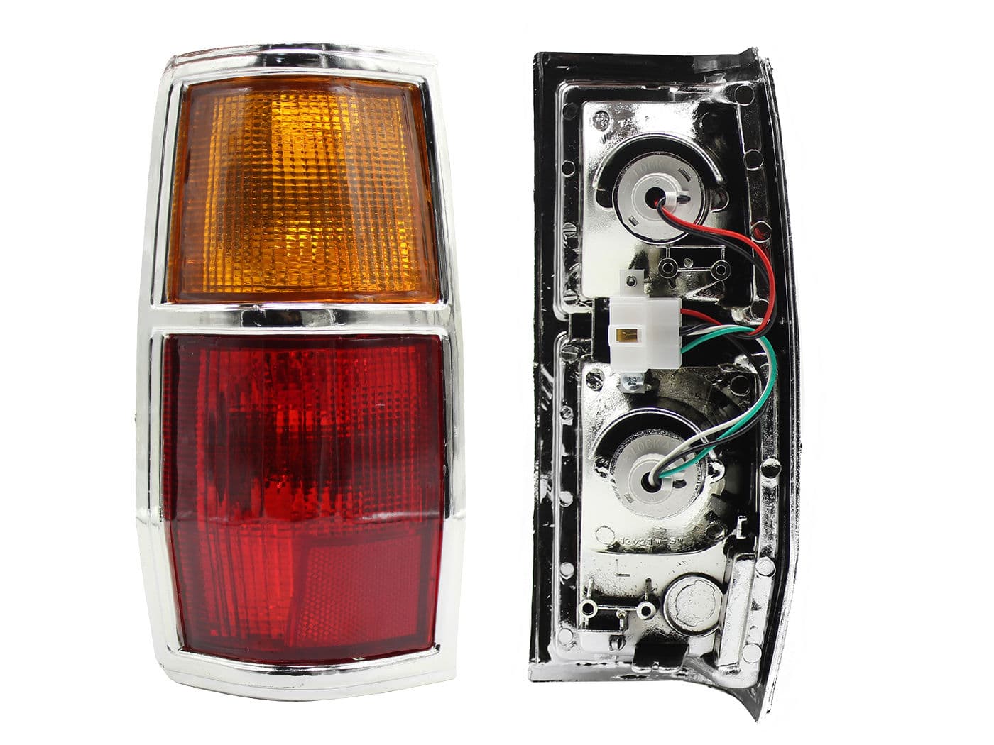Calavera Izquierda Nissan 720 1984-1993 Con Arnés Filo Cromado Rojo Ámbar