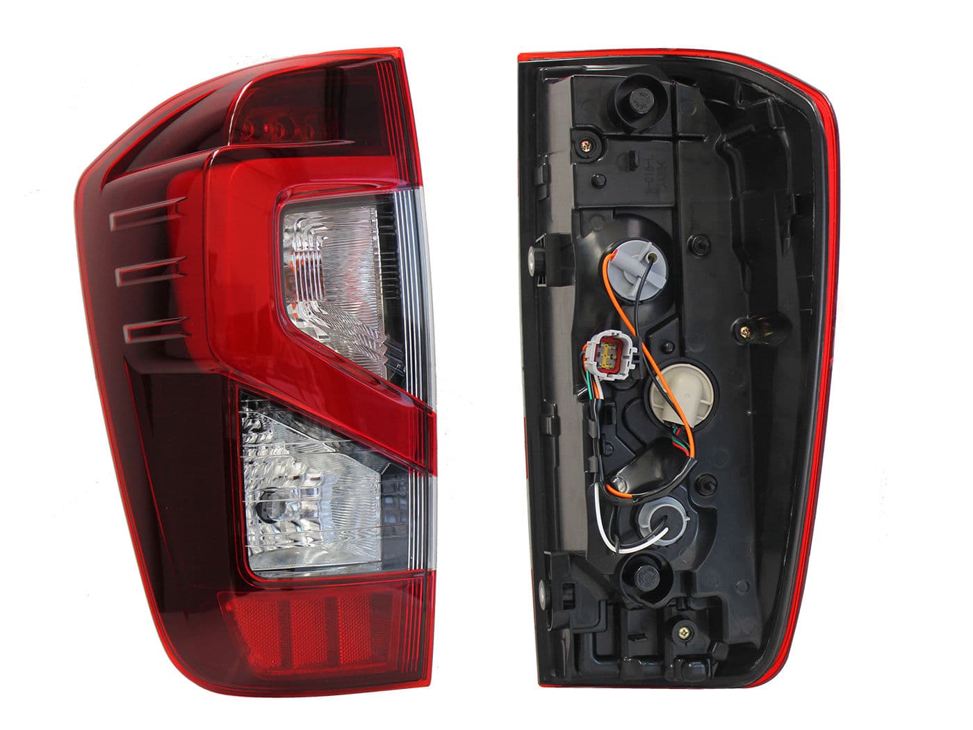 Calavera Izquierda Nissan Np-300 Frontier 4WD 2021-2025 Con Arnés Con Led Con DRL Rojo Blanco