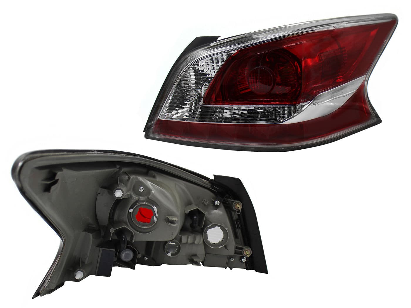 Calavera Derecha Nissan Altima 2013-2016 Sin Arnés Clara Filo Cromado Rojo Blanco