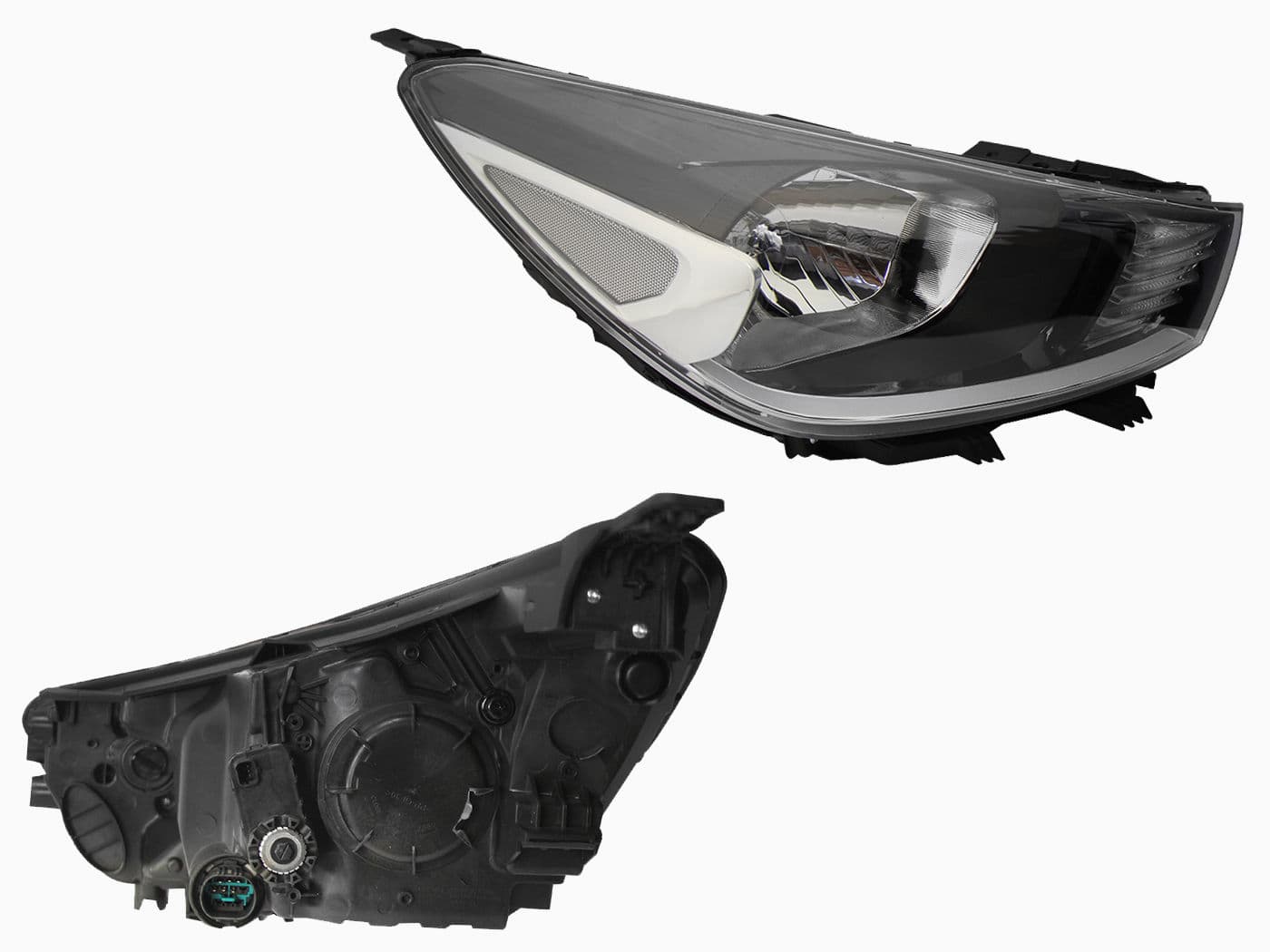 Faro Derecho Kia RIO 4 Puertas 2018-2023 Con Lupa Con Motor Fondo Cromado