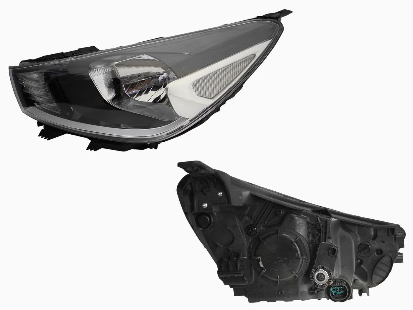 Faro Izquierdo Kia RIO 4 Puertas 2018-2023 Con Lupa Con Motor Fondo Cromado