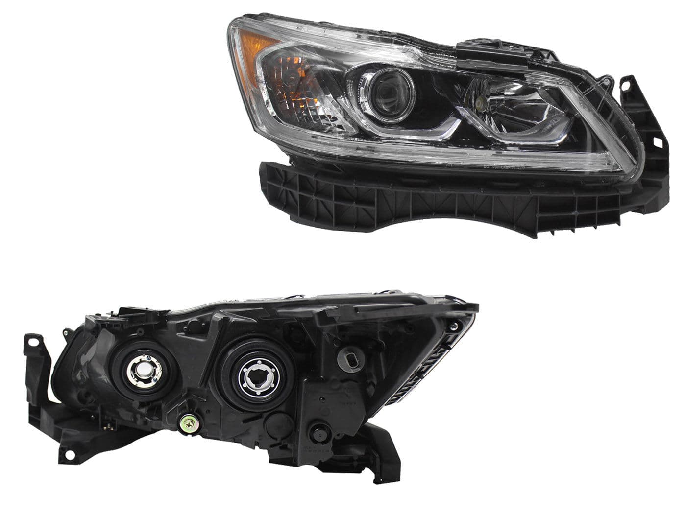 Faro Derecho Honda ACCORD 4 Puertas 2016-2017 Con Lupa Con Mica Ámbar Fondo Cromado
