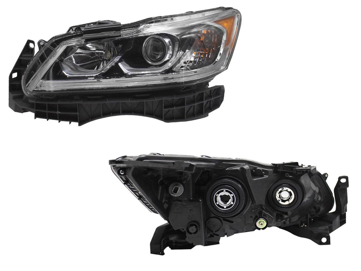 Faro Izquierdo Honda ACCORD 4 Puertas 2016-2017 Con Lupa Con Mica Ámbar Fondo Cromado