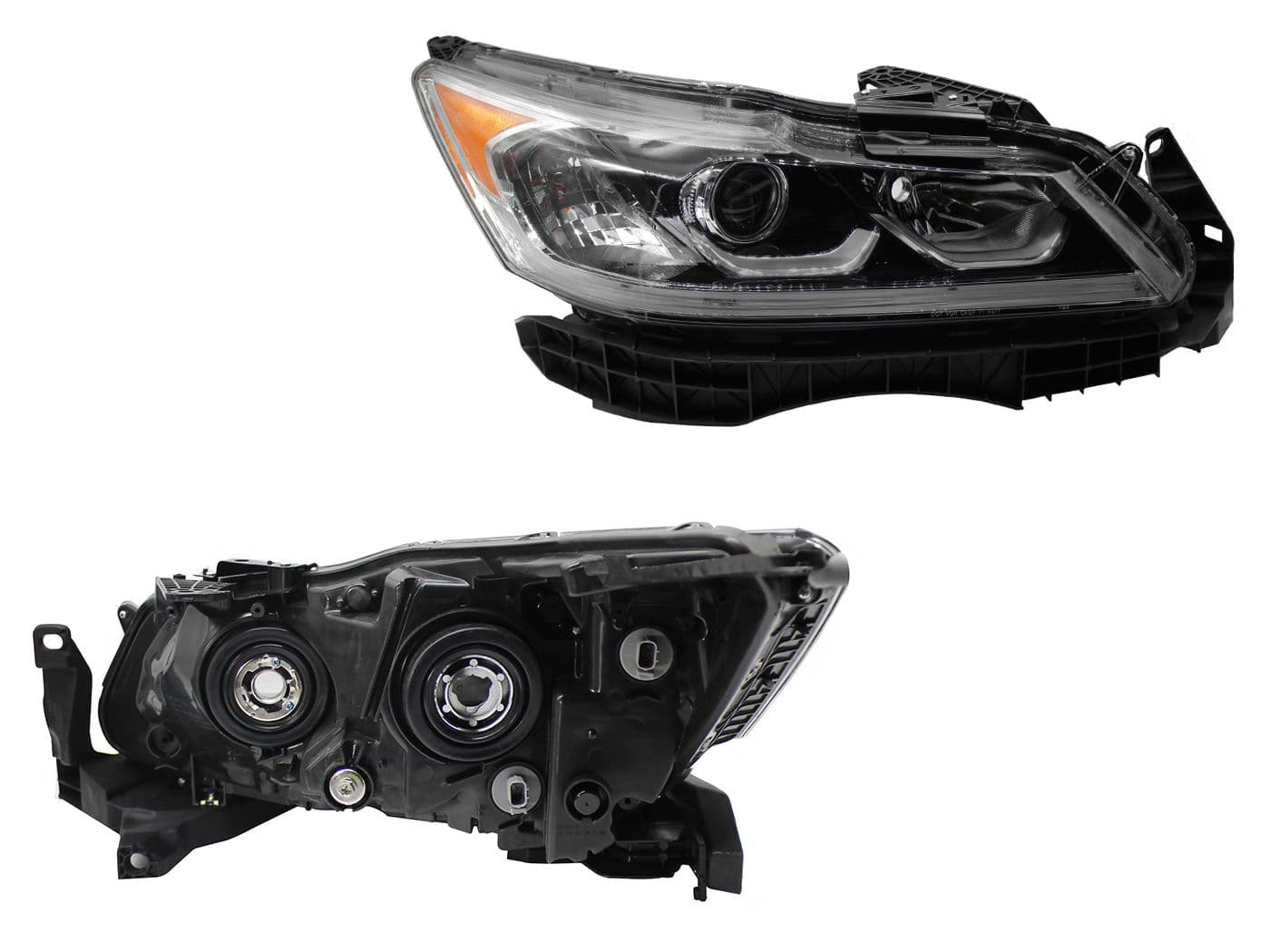 Faro Derecho Honda ACCORD 4 Puertas 2016-2017 Con Lupa Con Mica Ámbar Fondo Cromado