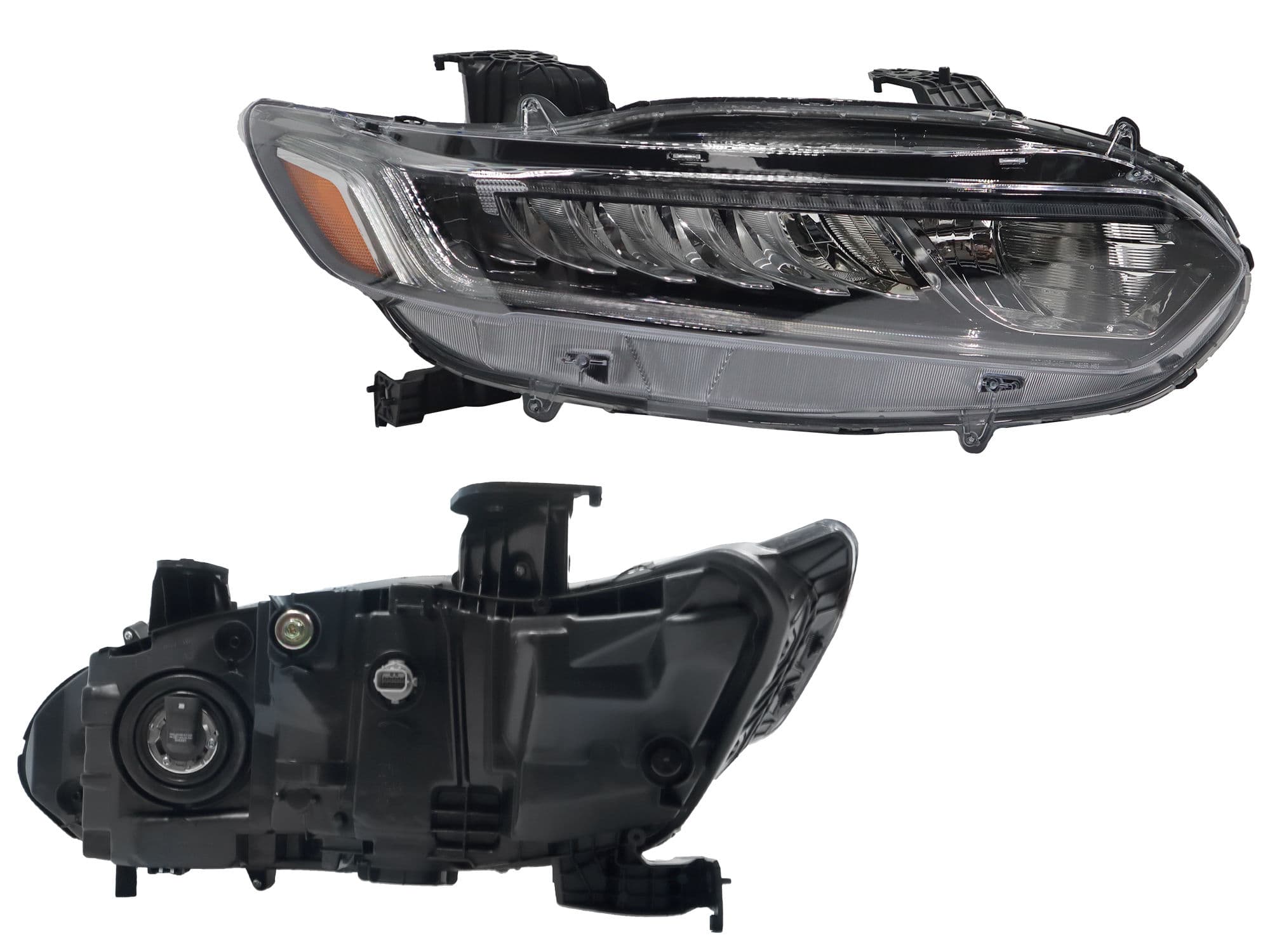 Faro Derecho Honda ACCORD SPORT 4 Puertas 2018-2022 Con Led Con Mica Ámbar Fondo Cromado