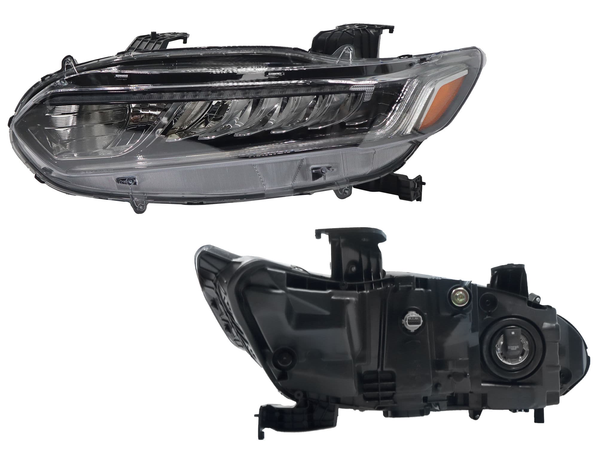 Faro Izquierdo Honda ACCORD SPORT 4 Puertas 2018-2022 Con Led Con Mica Ámbar Fondo Cromado