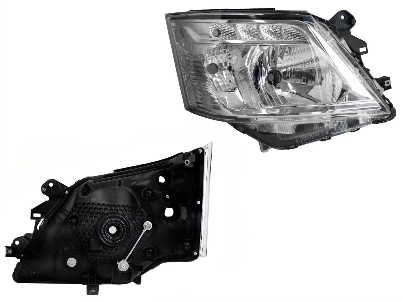 Faro Derecho Nissan NV-350 2019-2025 Sin Motor Fondo Cromado