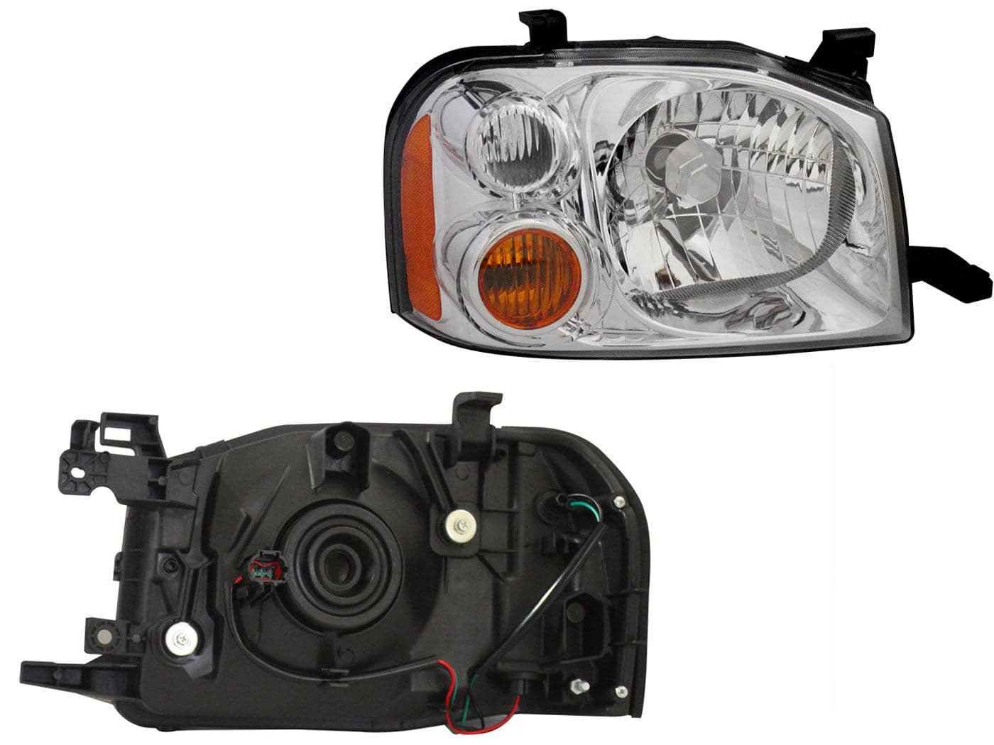 Faro Derecho Nissan NP-300 (D-22) 2/4WD 2008-2015 Cuarto Ámbar Fondo Cromado