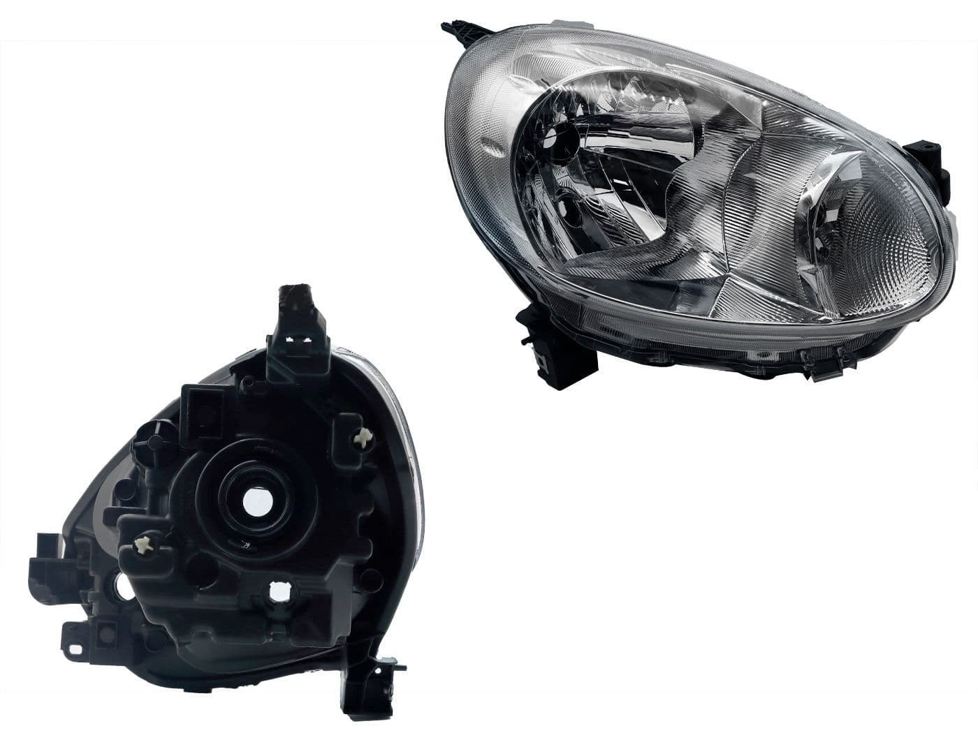 Faro Derecho Nissan MARCH 2011-2013 Sin Motor Fondo Cromado