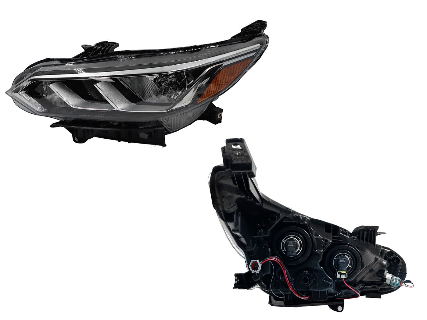 Faro Izquierdo Nissan SENTRA B-18 SENSE/ADVANCE 2021-2023 Con Mica Ámbar Fondo Cromado