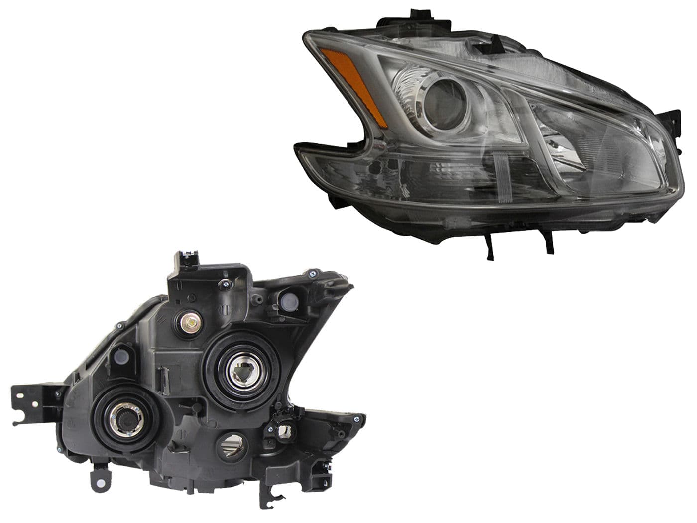 Faro Derecho Nissan MAXIMA 2009-2015 Con Lupa Con Mica Ámbar Fondo Cromado