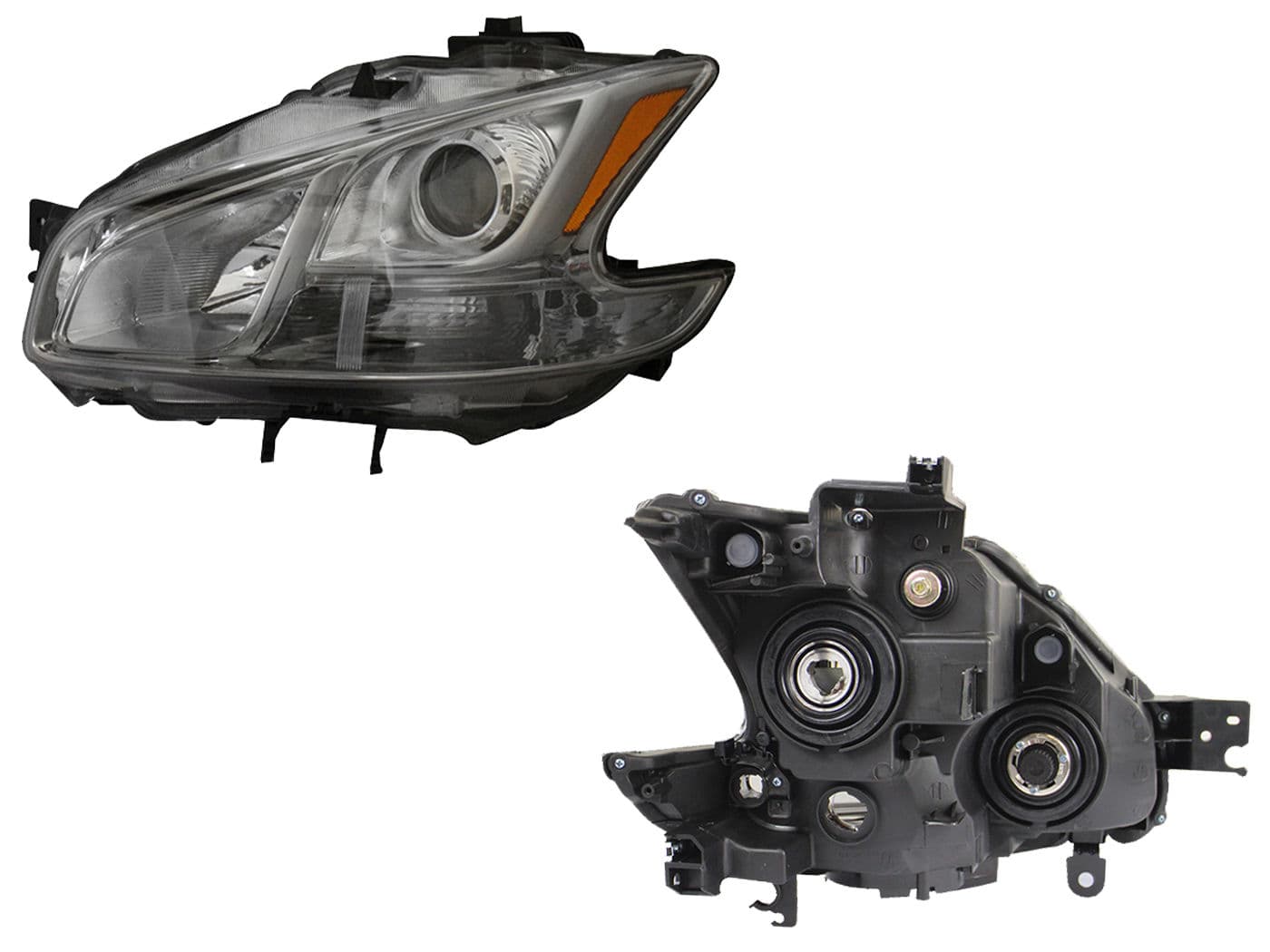 Faro Izquierdo Nissan MAXIMA 2009-2015 Con Lupa Con Mica Ámbar Fondo Cromado