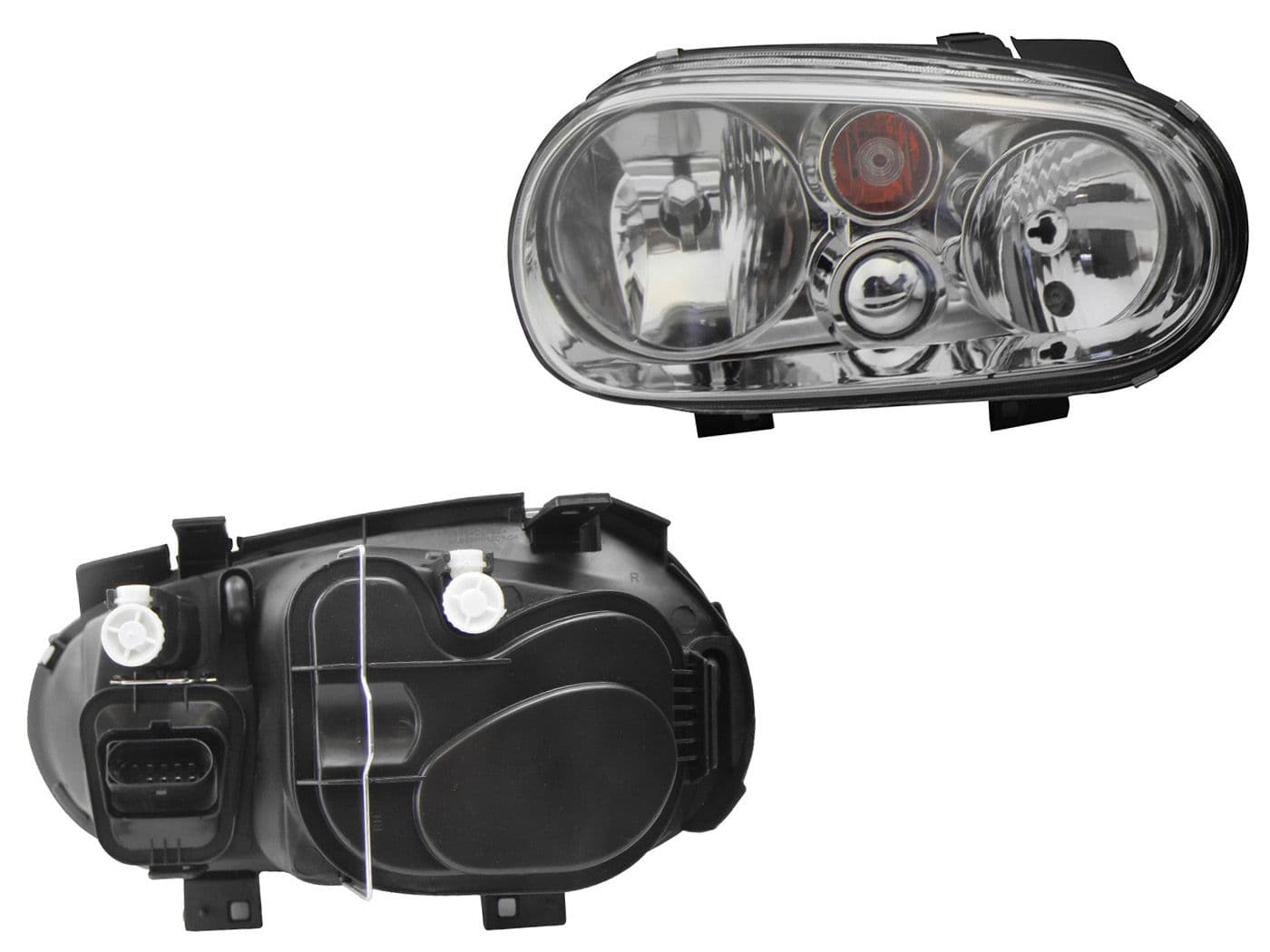 Faro Derecho Volkswagen GOLF A4 1999-2007 Con Lupa Fondo Cromado