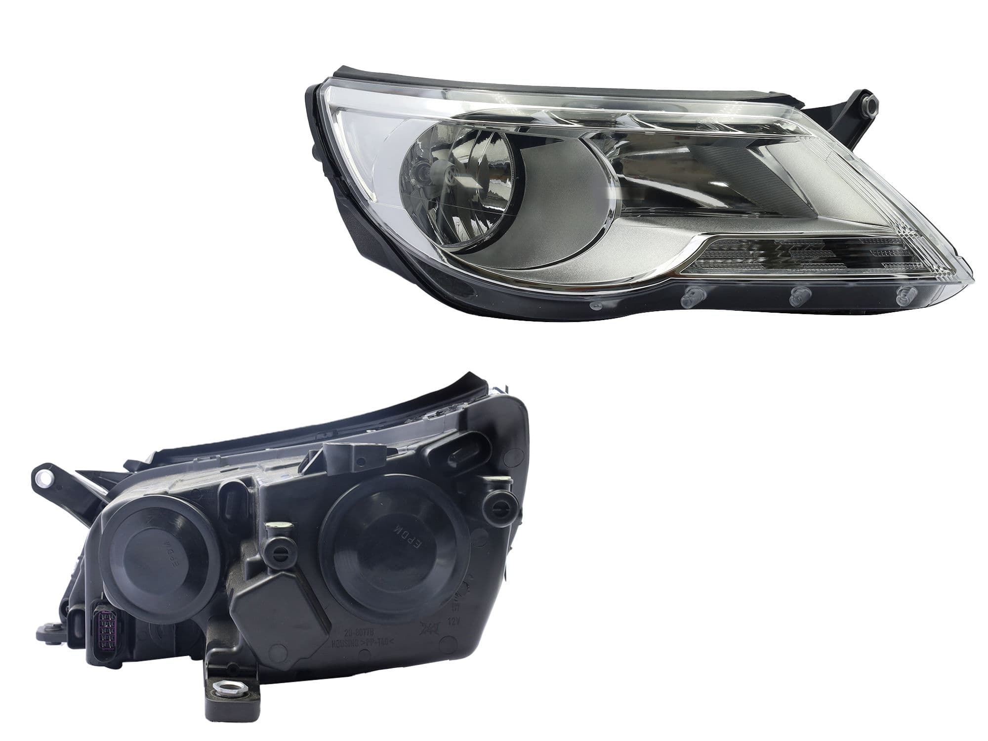 Faro Derecho Volkswagen TIGUAN 2009-2011 Sin Motor Fondo Cromado