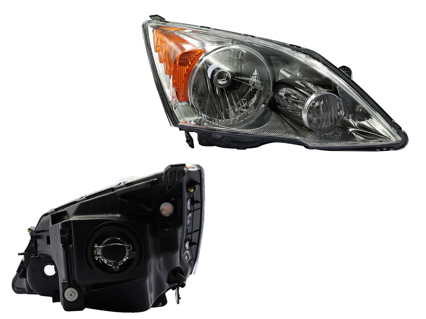 Faro Derecho Honda CR-V 2007-2011 Con Mica Ámbar Fondo Cromado