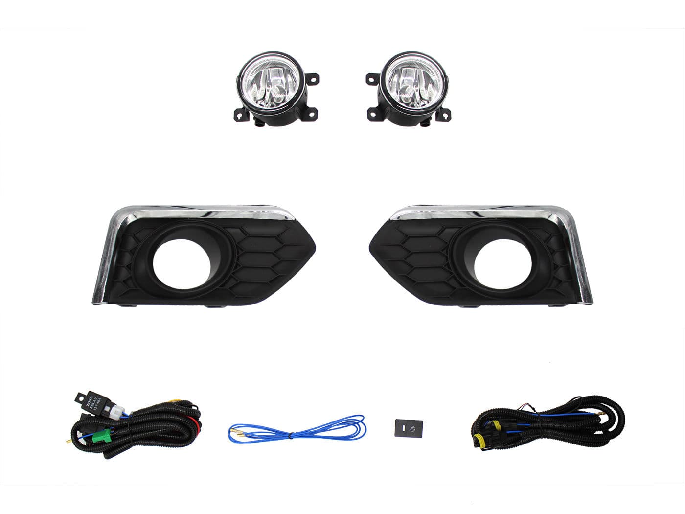 Kit Faro Aux C/Cables C/Rejillas Negras C/Filo Cromo C/Focos Honda City 2018 2020