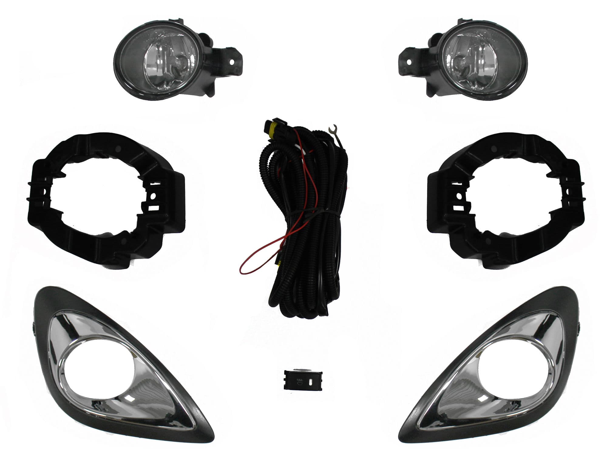 Kit Faro Aux C/Cables C/Bases C/Rejillas Negras Filo Cromo C/Focos Nissan March 2014 2020