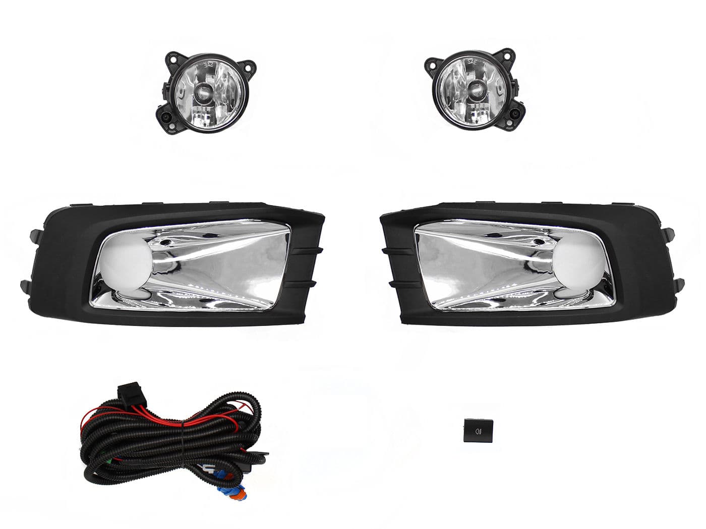 Kit Faro Aux C/Cables C/Rejillas Negras Y Cromo C/Focos Volkswagen Saveiro 2014 2016