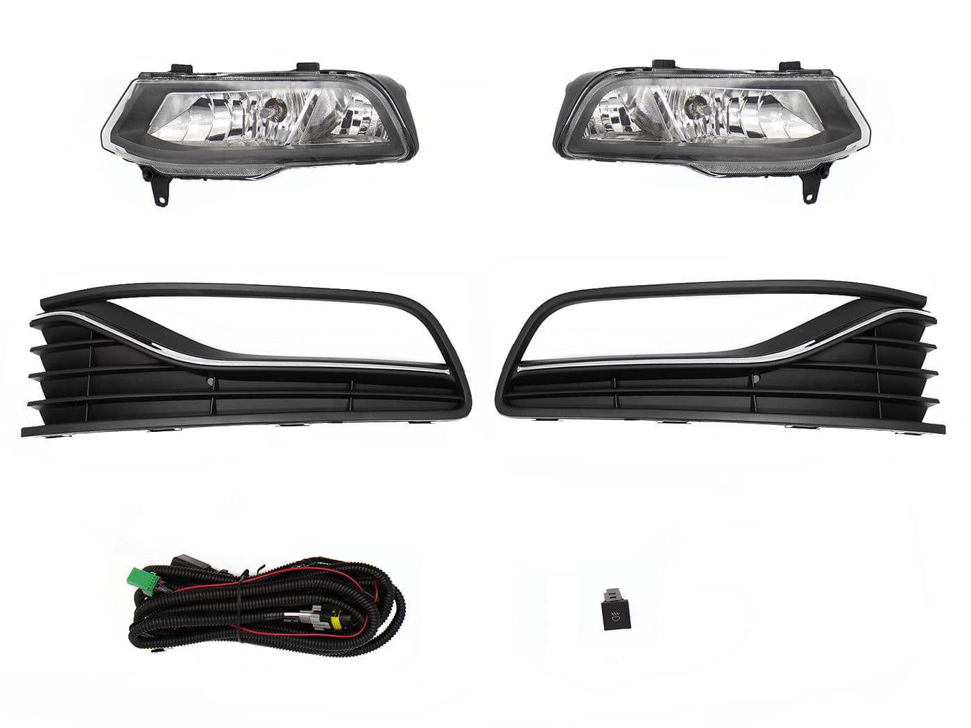 Kit Faro Aux C/Cables C/Rejillas Negras Filo Cromo C/Focos Volkswagen Polo 2014 2019