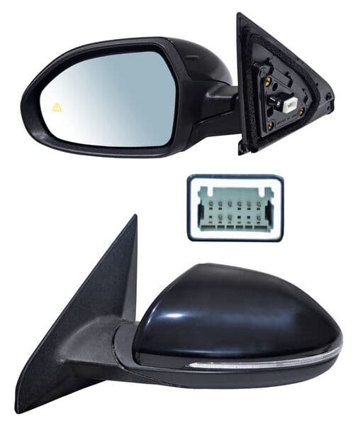 Espejo Kia K3 2024-2027 Eléctrico Para Pintar Con Desempañante Con Sensor Punto Ciego Autoabatible Con Direccional 2010 Pines Izquierda
