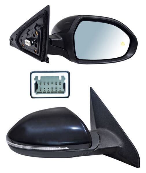 Espejo Kia K3 2024-2027 Eléctrico Para Pintar Con Desempañante Con Sensor Punto Ciego Autoabatible Con Direccional 2010 Pines Derecha