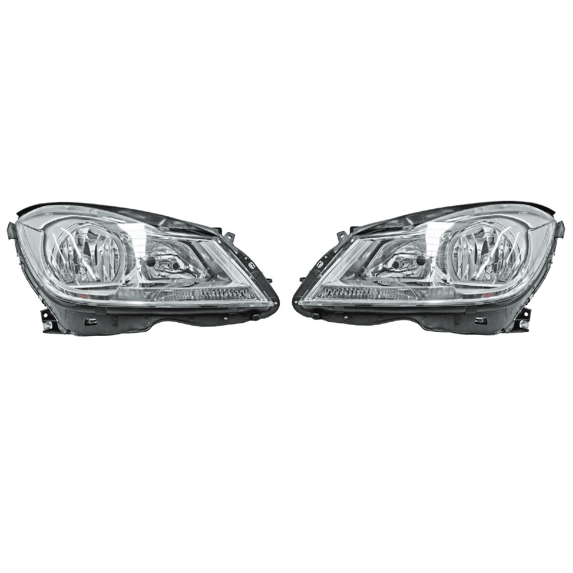 Par Faros Mercedes benz Clase C 2012-2013 Fondo Cromado
