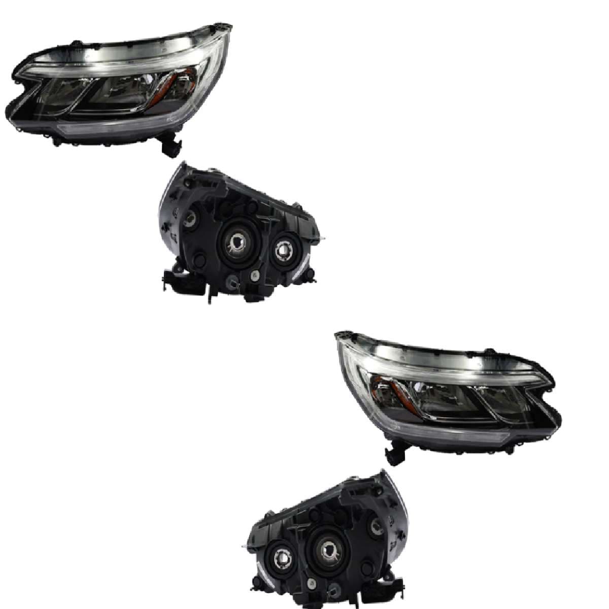 Par Faros Honda CR-V 2015-2016 Fondo Negro Mica Ámbar Con DRL