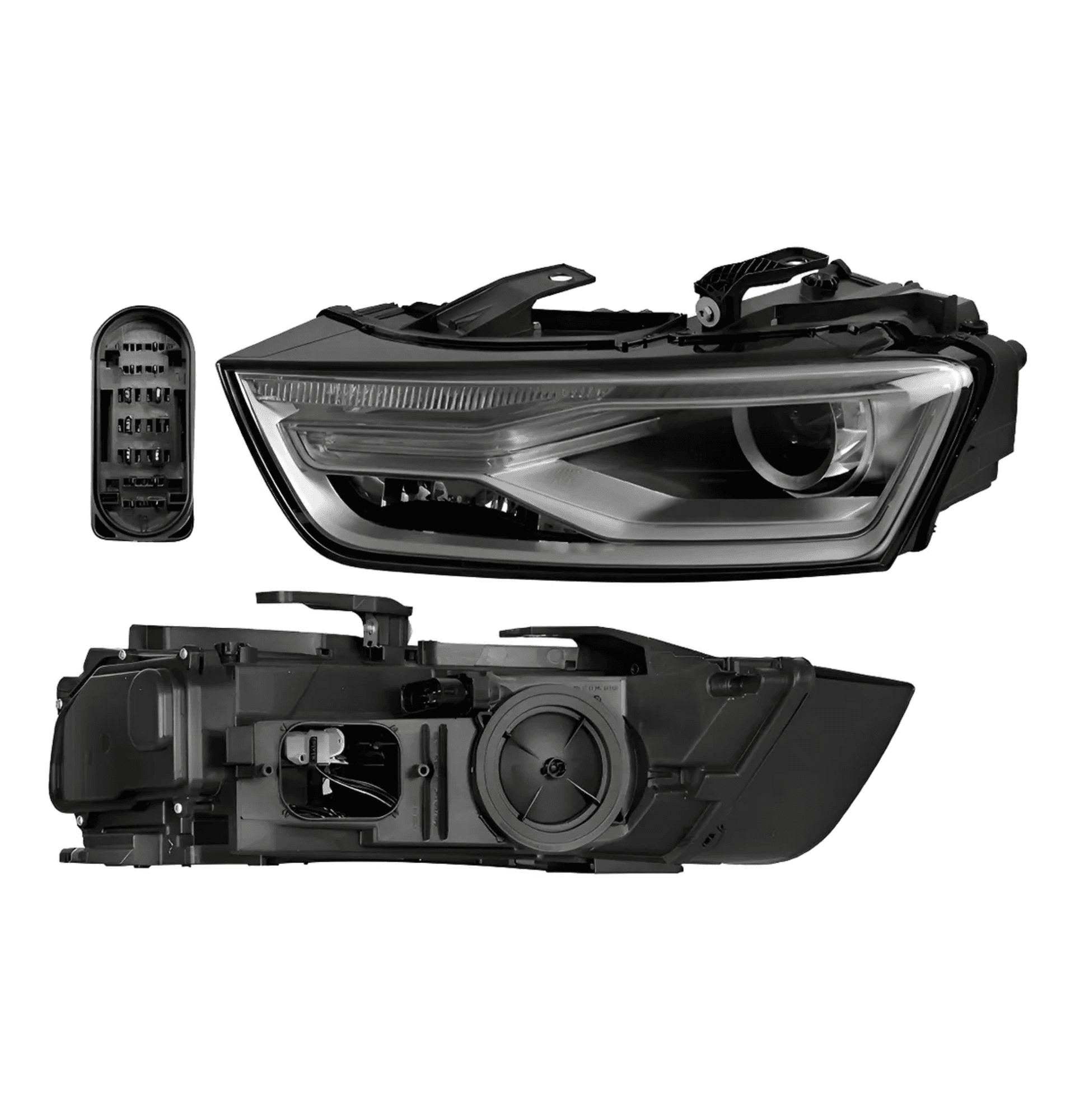 Faro Izquierdo Audi Q3 2016-2018 Electrico Con Motor Leds Para Foco Xenon Depo