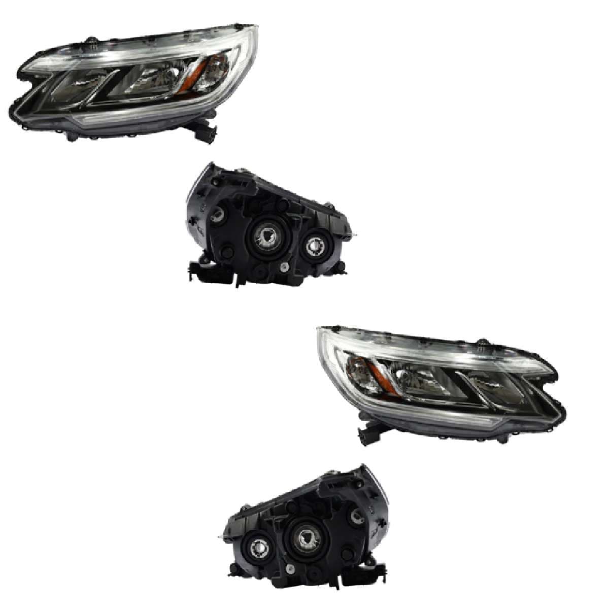 Par Faros Honda CR-V 2015-2016 Fondo Negro Mica Ámbar Sin DRL