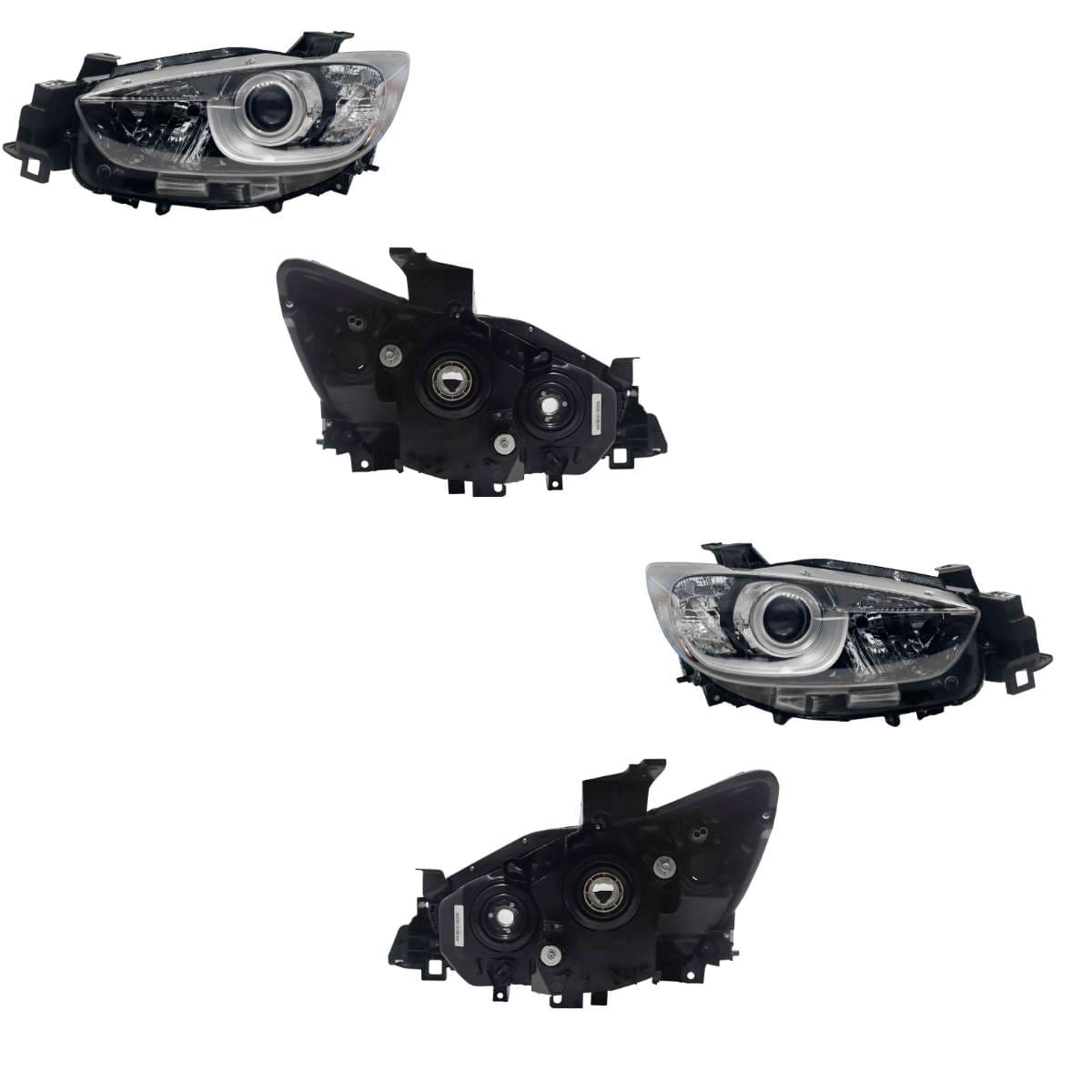 Par Faros Mazda CX-5 2013-2017 Fondo Negro Con Lupa Mica Ámbar Para Halógeno