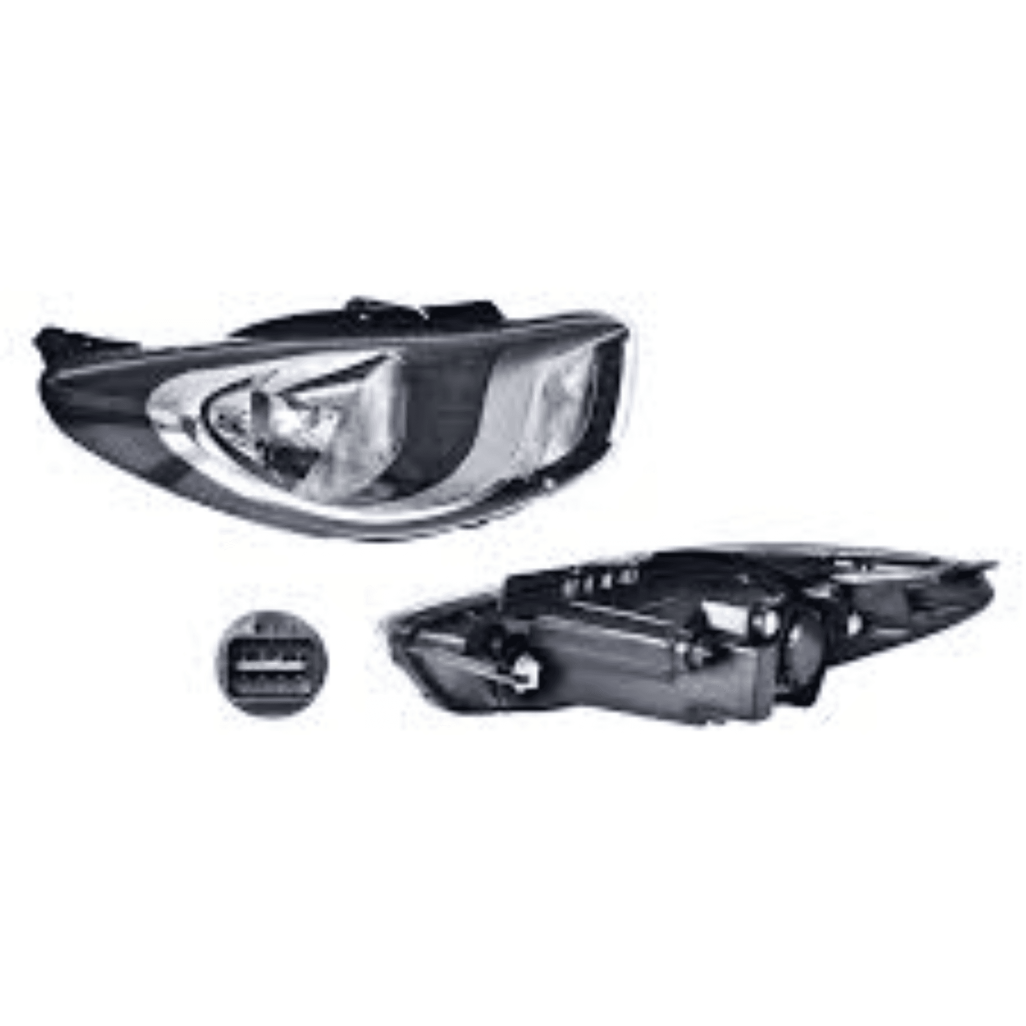 Faro Derecho Hyundai I10 2011-2014 Electrico Sin Motor Fondo Negro Para Foco Halogeno Depo
