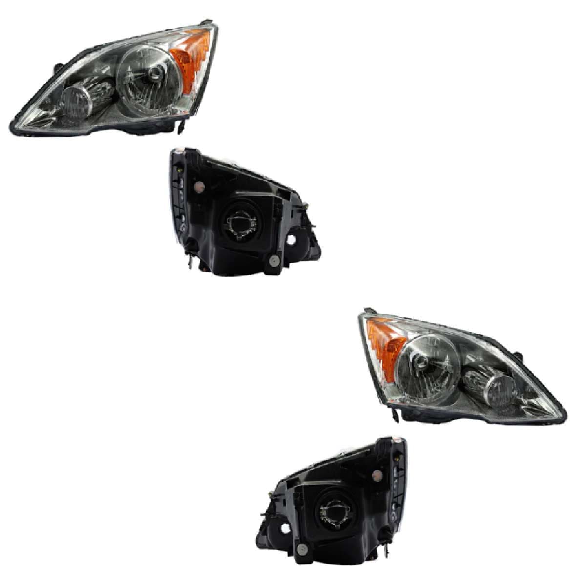 Par Faros Honda CR-V 2007-2011 Fondo Cromado Mica Ámbar