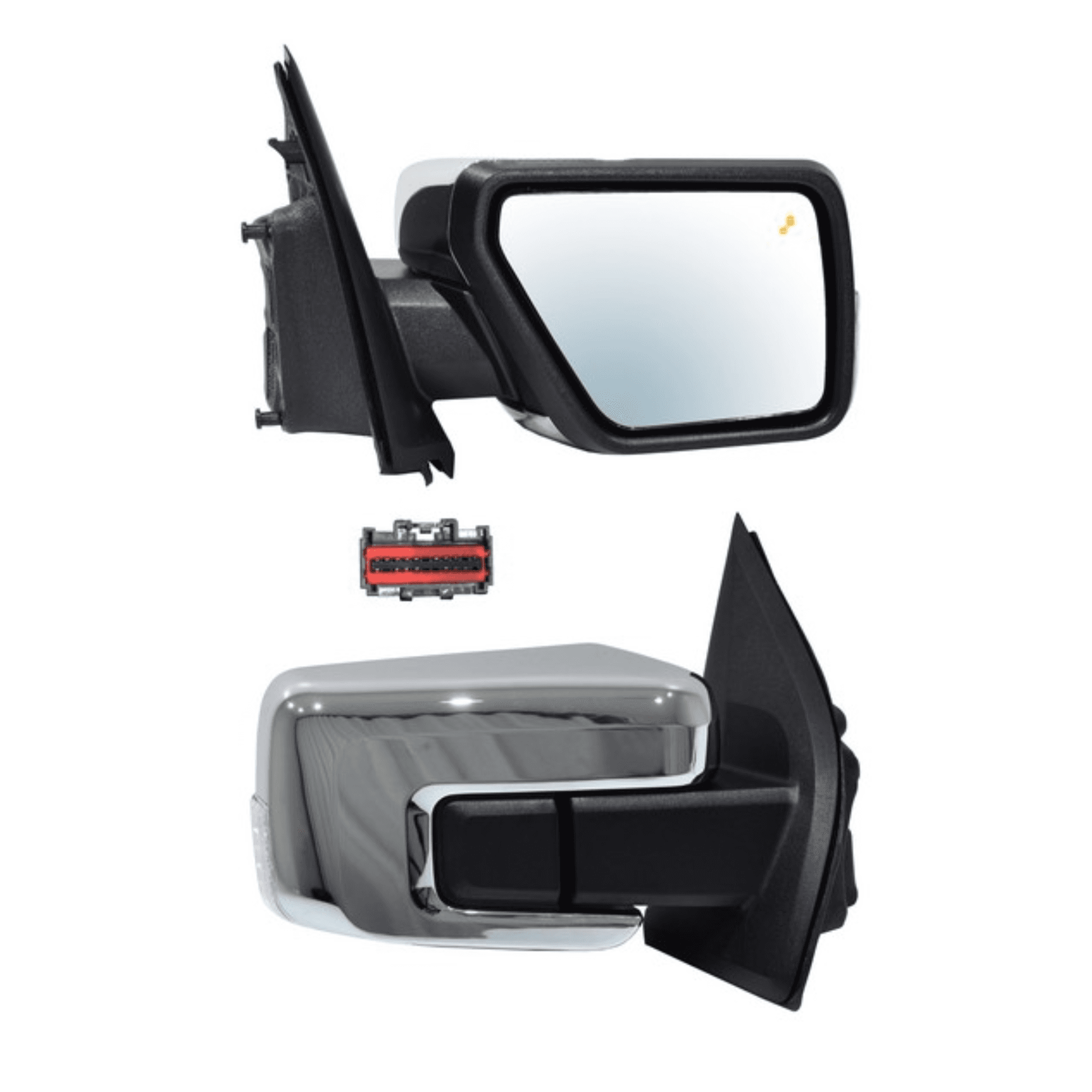 Espejo Ford F-150 2021-2024 Electrico Cromada Con Direccional Con Desempañante Con Luz Inferior Con Sens Punto Ciego Con Sensor Temperatura Con Memoria Autoabatible 16 Pines Derecho