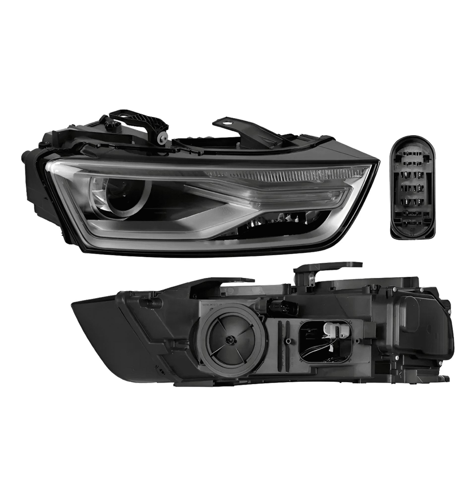 Faro Derecho Audi Q3 2016-2018 Electrico Con Motor Leds Para Foco Xenon Depo