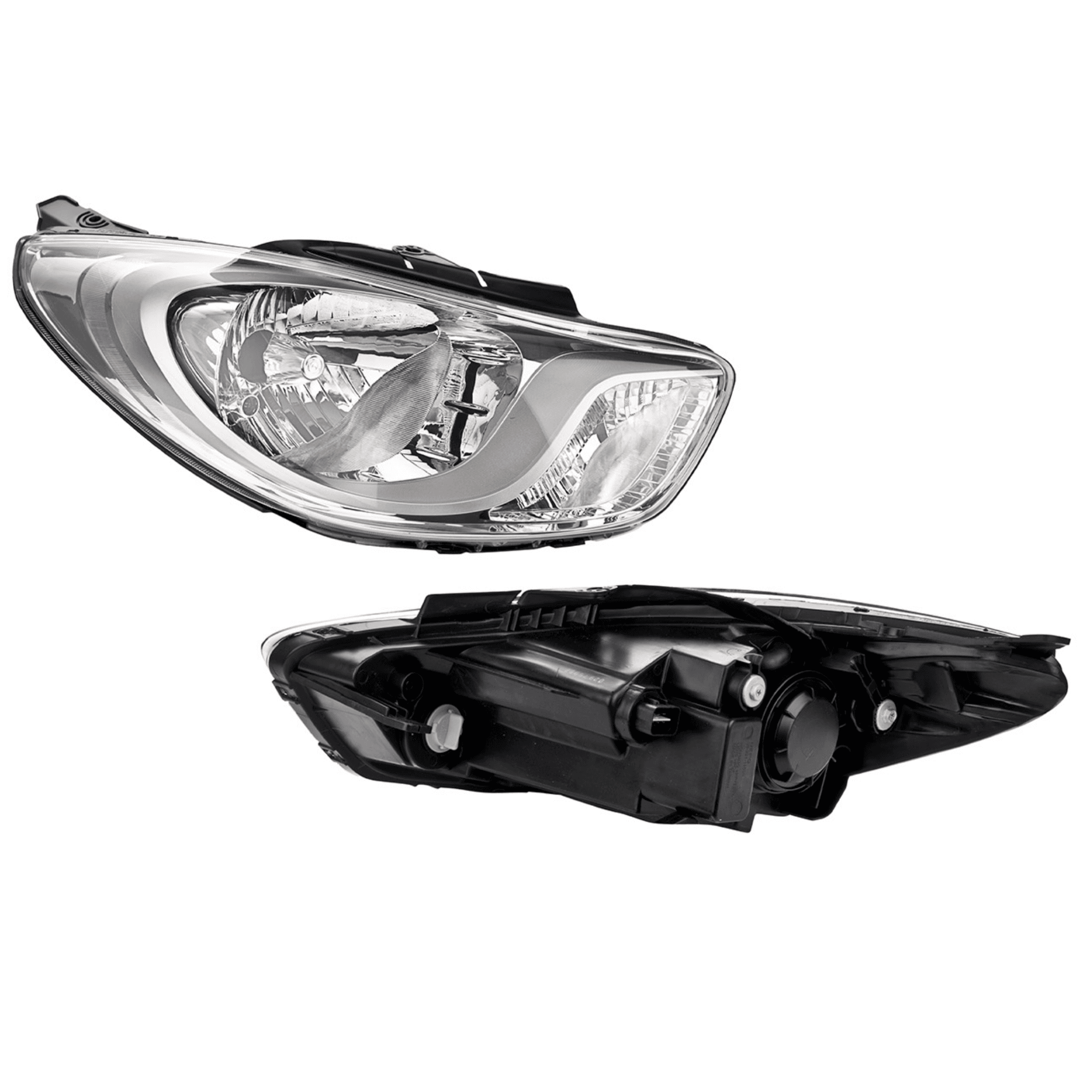 Faro Derecho Hyundai I10 2011-2014 Manual Fondo Cromado Para Foco Halogeno Depo