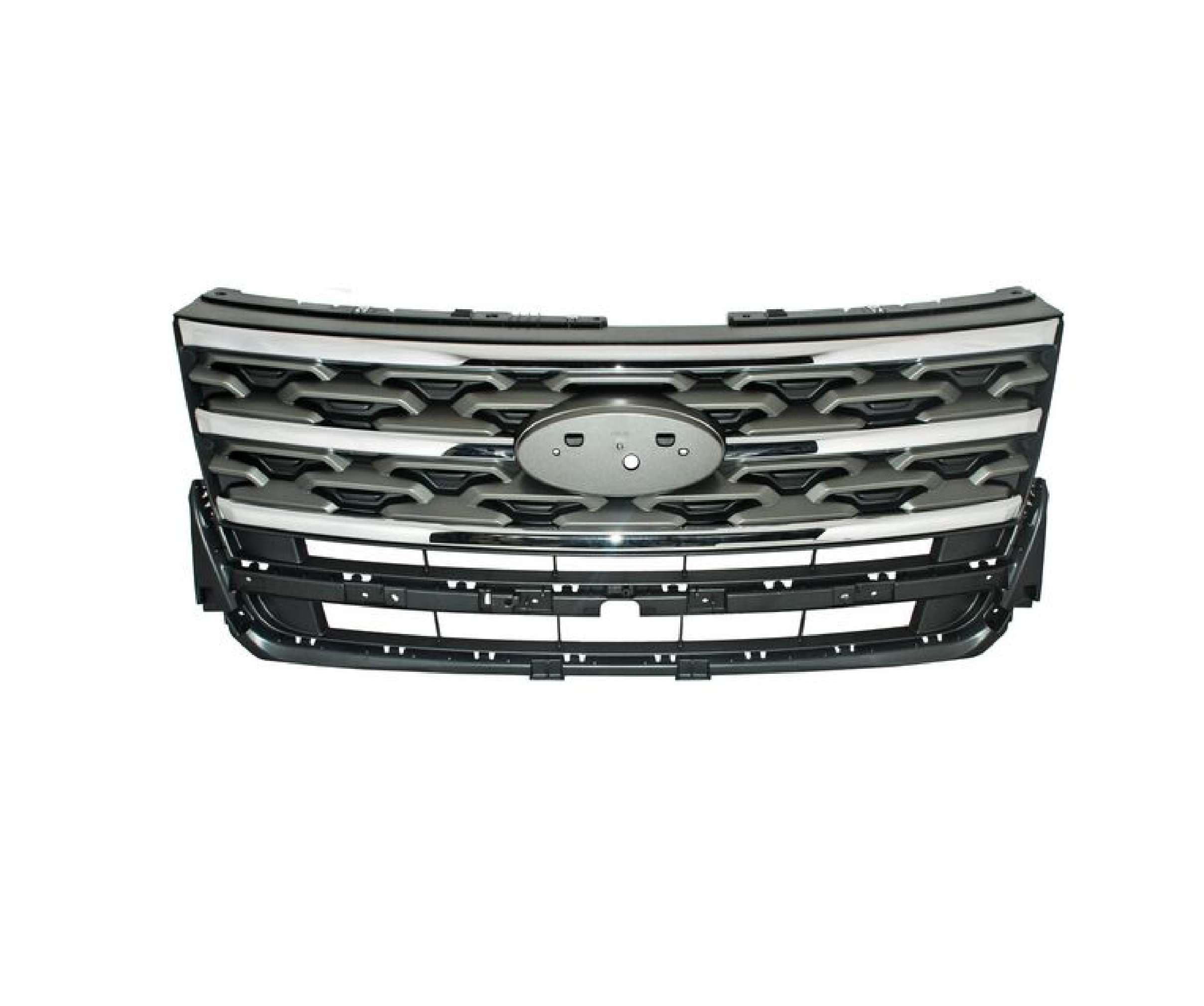 Parrilla Ford Explorer 2018-2019 Gris Claro Con Moldura Cromada